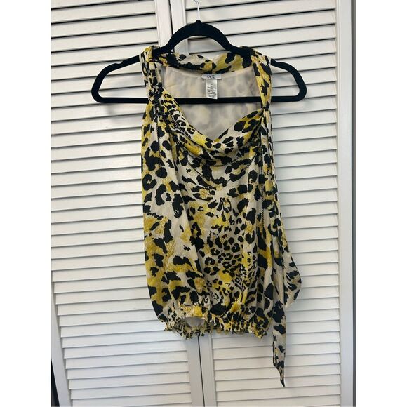Cache Boutique Cheetah Print Sleeveless Top with Chain Detailing - Sz Small - Picture 1 of 2